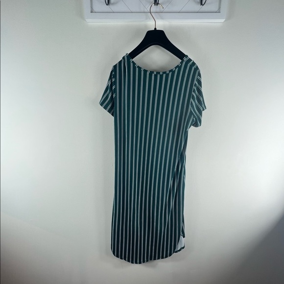 Green, White and Black Striped You and I <3 Scoop Neck Dress - Picture 2 of 3